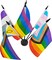 Rainbow Pride Deluxe Desk Flag Set -6 Branch Miniature Gay LGBT Flag Desk Set Table Black Base and Spear Top-Desktop Decorations
